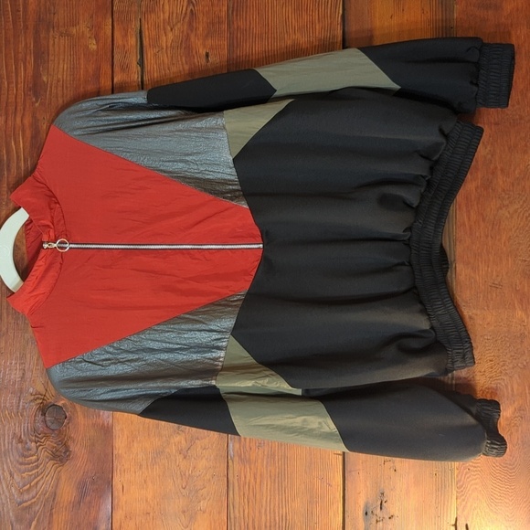 Zara | Retro Pullover Quarter Zip Black Colorblock Track Jacket Size L - Picture 1 of 7